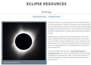 Eclipse Resources for Learners and Educators: Connecting the Eclipse to Astrophysics