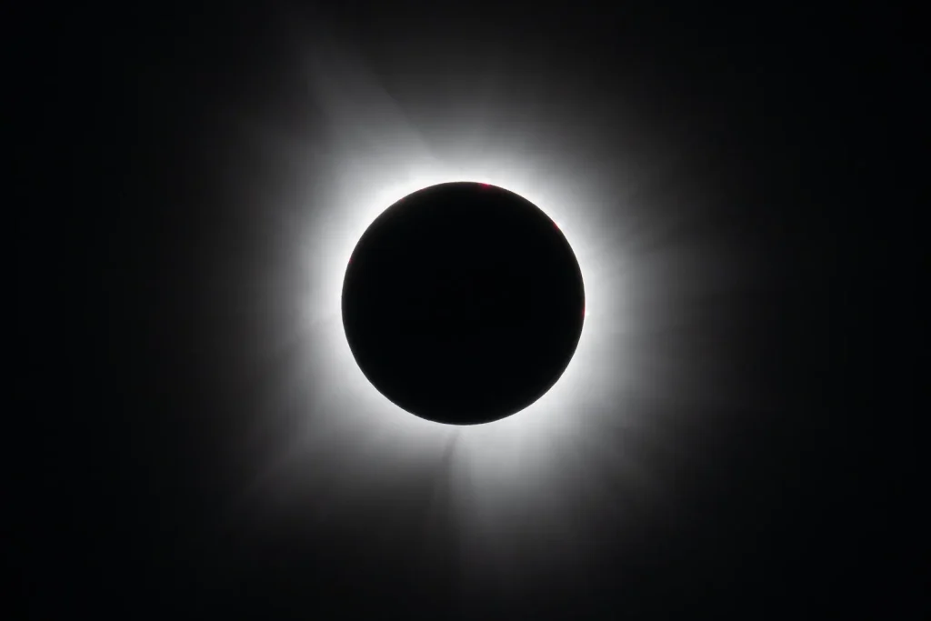 A total solar eclipse is seen in Dallas, Texas on Monday, April 8, 2024. A total solar eclipse swept across a narrow portion of the North American continent from Mexico’s Pacific coast to the Atlantic