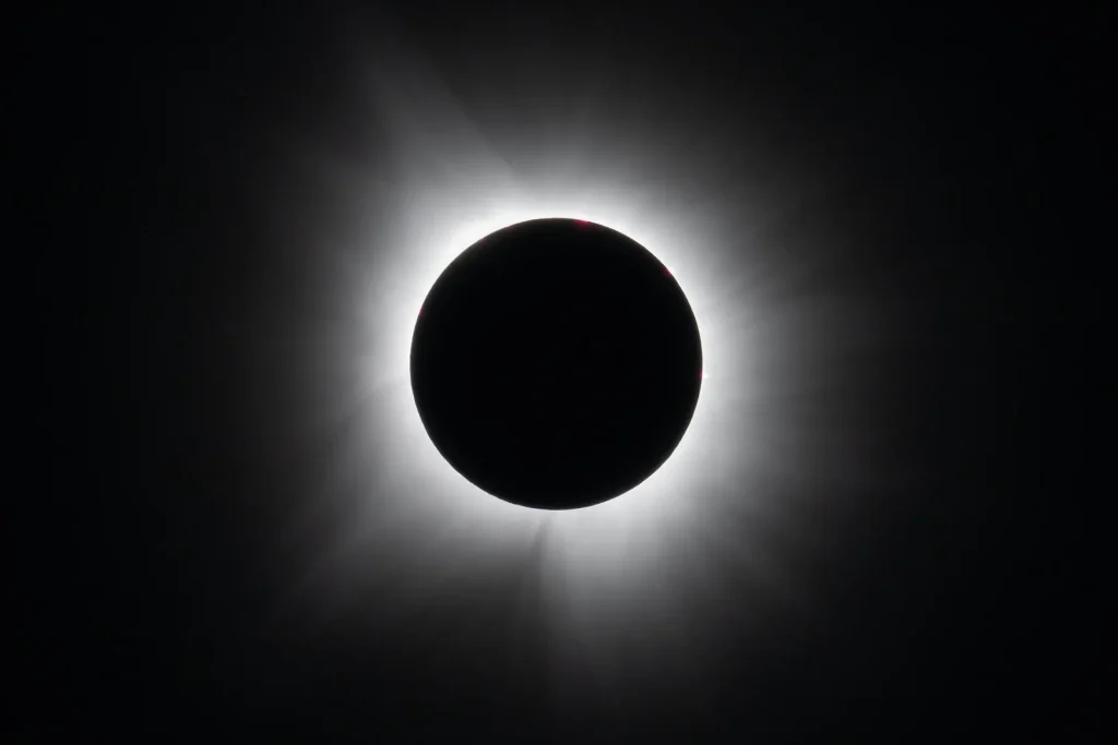 A total solar eclipse is seen in Dallas, Texas, on Monday, April 8, 2024. A total solar eclipse swept across a narrow portion of the North American continent from Mexico’s Pacific coast to the Atlanti