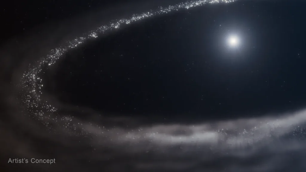 An illustration of Sun-like star HD 181327 and its surrounding debris disk.