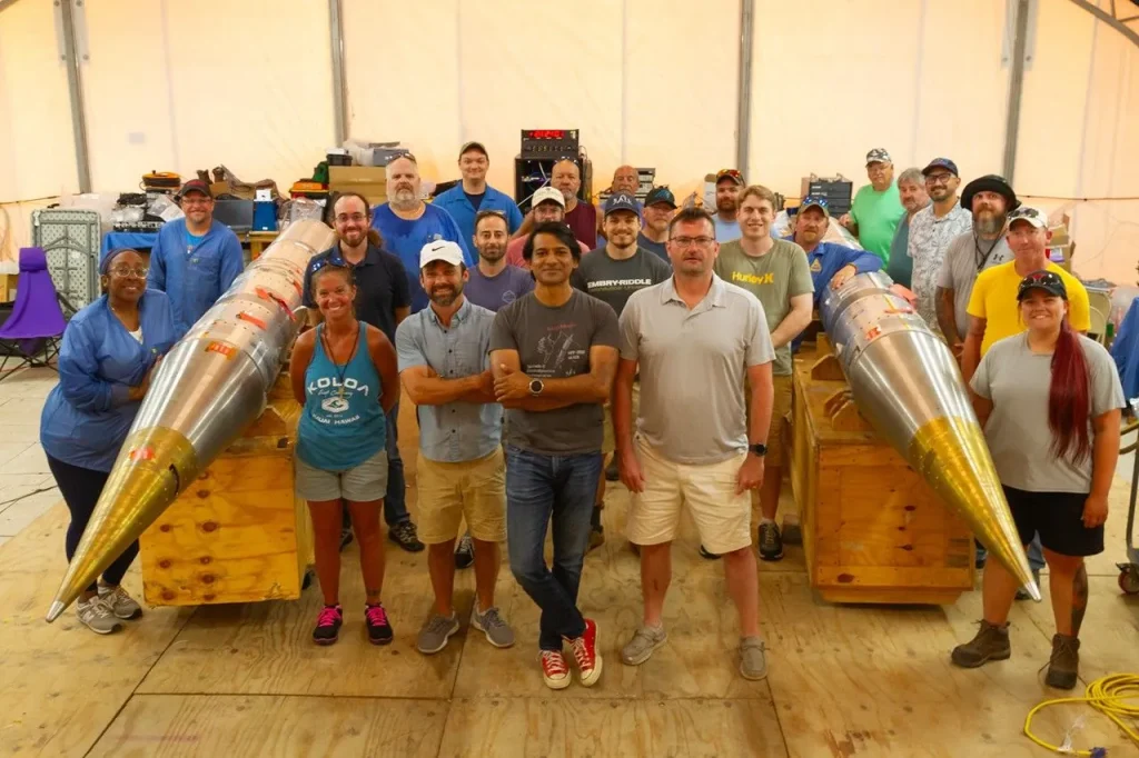 The SEED Payload Team and Science Team in front of assembled payloads.