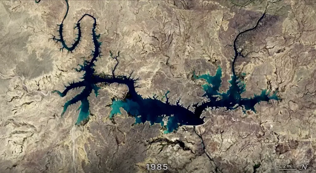 Image of Amistad Reservoir collected by the Thematic Mapper (TM) on Landsat 5 in 1985