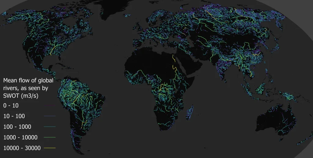 A map of the Earth with blue and green lines